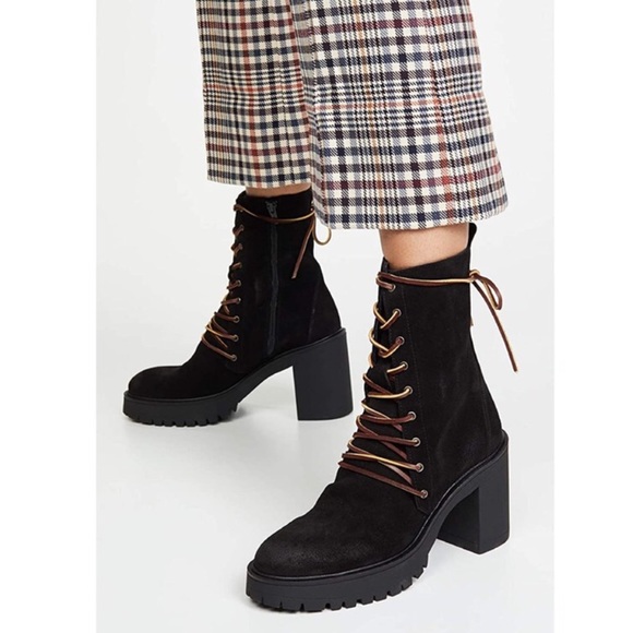 Free People Shoes - Free People Dylan Boot Black Suede Chunky Combat 8